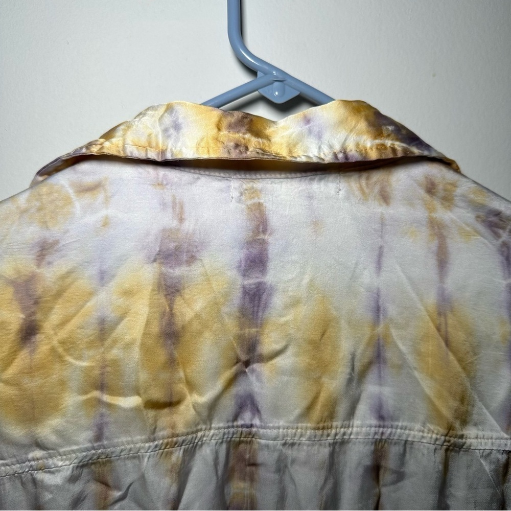 Young Fabulous & Broke Boho Yellow and Purple Tie Dye Button Down Shirt Size XS - Picture 16 of 16
